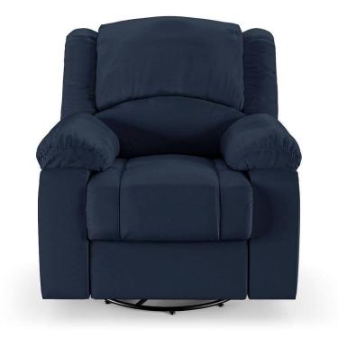 Imagem de Poltrona Do Papai Reclinável Sala De Cinema Barcelona Glider Manual Giratória Pu Azul