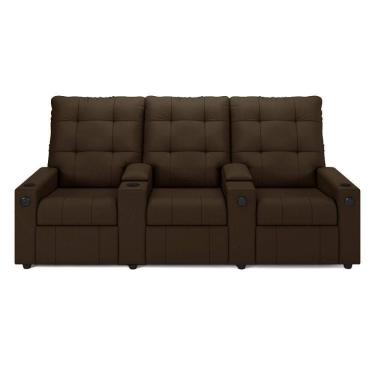 Imagem de Poltrona Do Papai Reclinável Sala De Cinema Barcelona Glider Manual Giratória Pu Marrom