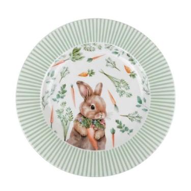 Imagem de Prato raso vidro opalino coelho verde 25,4cm florarte cada - FLOR ARTE