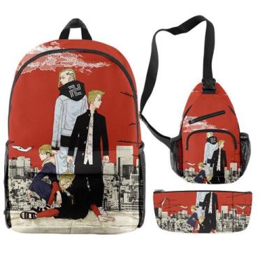 Imagem de Conjunto de mochilas Tokyo Satchel 3D Print Anime School Bag Students 