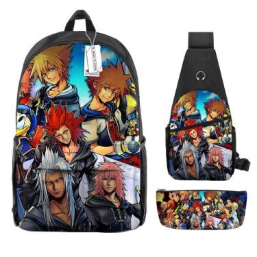 Imagem de Conjunto de mochilas Kingdom Hearts Sora Anime School 3 unidades/lote 