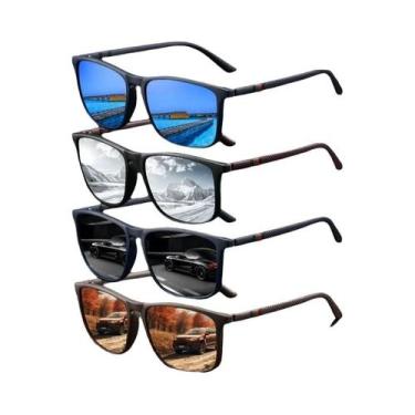 Imagem de Óculos De Sol Vintage Unissex Em Formato Quadrado, 4PCS, Anti-reflexo,