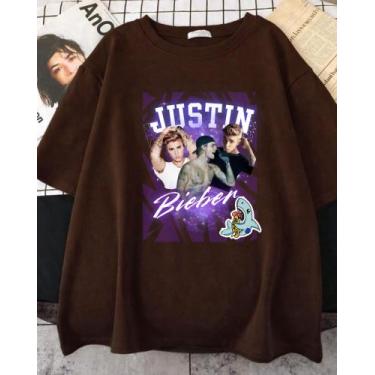 Imagem de Camiseta Justin Bieber Aesthetic Unissex - Sneko Store, Marrom, P