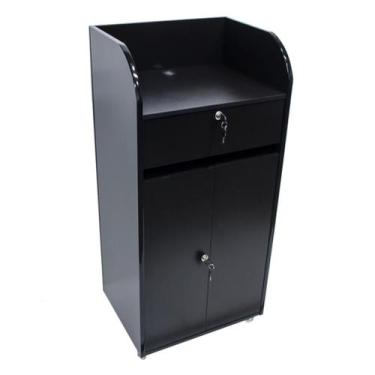 Imagem de Balcão Multifuncional Multiuso Com Gaveta E Porta Preto Preto - MC² Mó