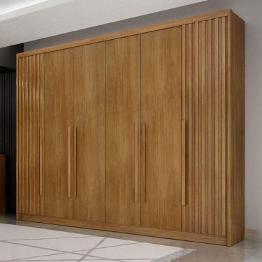 Imagem de Guarda Roupa Casal Ripado Ambiente Bragança 6 Portas 6 Gavetas Cumaru 23 - Horizonte