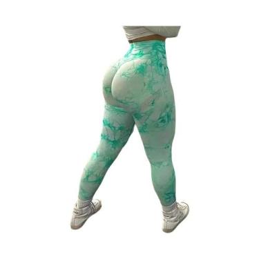Imagem de Calças De Yoga Femininas De Cintura Alta Sem Costura Com Estampa Tie-D