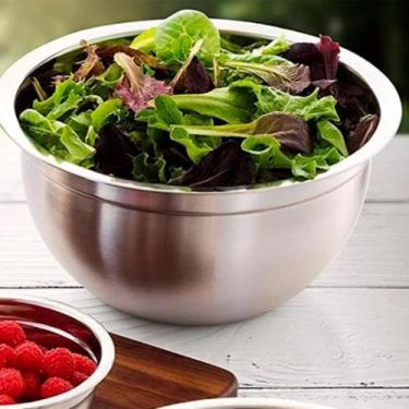 Imagem de Tigela Inox Fue Confeitaria Salada Massa Talheres Recipiente Bacia Pre