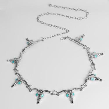 Imagem de Cinto Corrente Feminino Country Fivela Cabeça De Touro - Swisz, Prata,