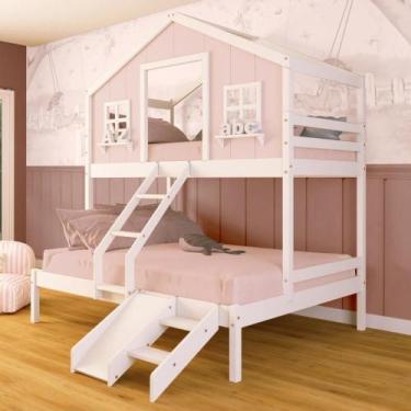 Imagem de Beliche Casal/ Solteiro Casinha Dos Sonhos Com Kit Escada/ Escorregado