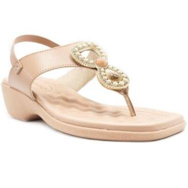 Imagem de Sandália Anabela Beira Rio Pedraria Feminina - Nude - 39-Feminino