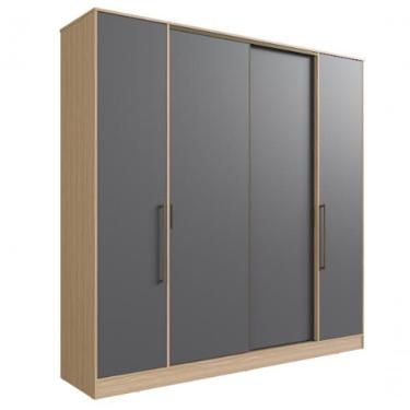 Imagem de Guarda Roupa Casal Roupeiro PH 1733 4 Portas 4 Gavetas MDP Cedro + Grafito Herval