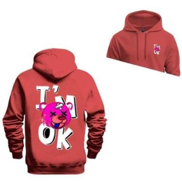 Imagem de Moletom Blusão Frio Inverno Algodão Confortável IM Ok Frente Costas-Unissex