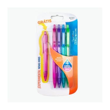 Imagem de Kit 4 Canetas Esferográficas Km100 Retrátil + 1 Colorz Mini - Paper Mate
