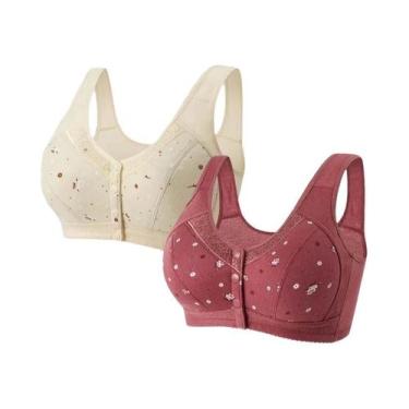 Imagem de Sutiã De Algodão Sem Costura E Sem Fio plus Size Com Fechamento Fronta