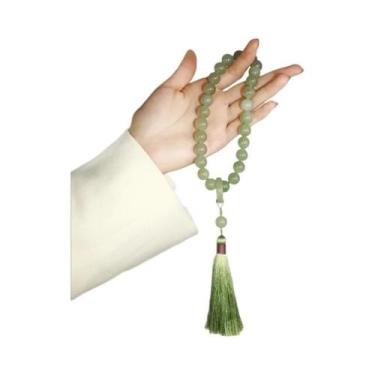 Imagem de Pulseira E Colar De Contas De Pedra Jade Verde 12mm Com Pingente De Bu