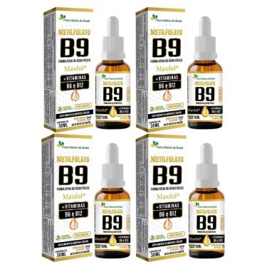 Imagem de Kit 4x Metilfolato Maxfol B9 B6 e B12 Frutas 4x30ml Flora-Unissex