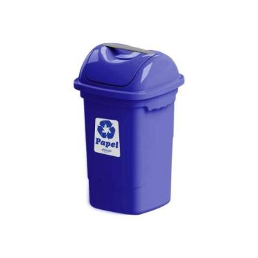 Imagem de Lixeira Seletiva Basculante 30l Plasvale Azul Papel Azul