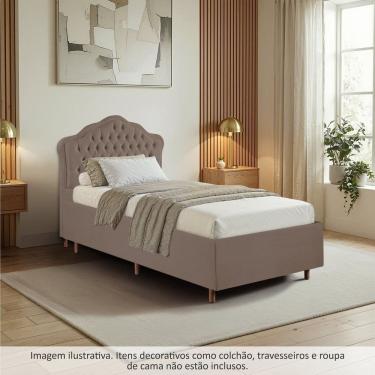 Imagem de Kit Cama Box Solteiro + Cabeceira Estofada com Botonê Bridgerton Espresso Móveis Marrom...