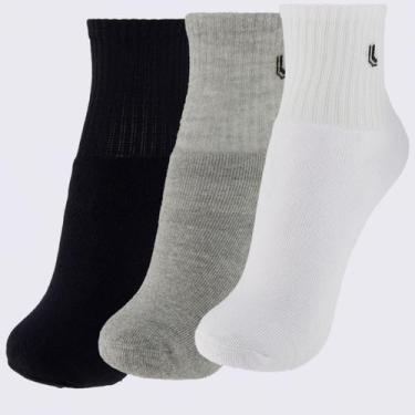 Imagem de Kit Meia Lupo AM Sport Cano Médio 3 Pares Branca Preta e Cinza, 37-40
