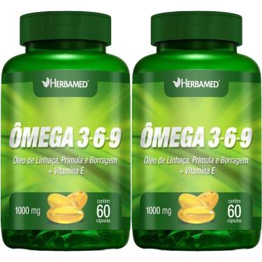 Imagem de Kit 2X Ômega 3, 6 e 9 Linhaça, Prímula E Borragem + Vitamina E - 60 Cápsulas - Herbamed...