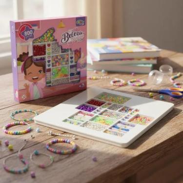 Imagem de Kit Miçanga Infantil Montar Pulseira Colar Brinco 800 Peças - wellmix