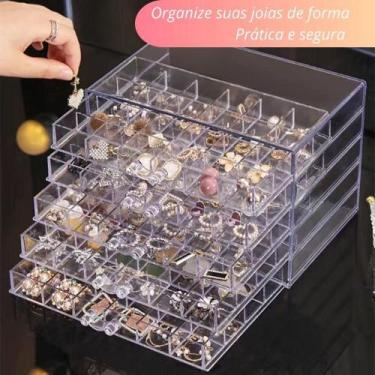 Imagem de Organizador 120 disivorias porta joias caixa acrilica 5 gavetas bijute