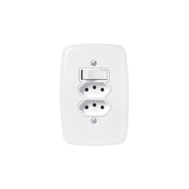 Imagem de Interruptor e Tomada Pluzie Linha Ideale 10a 20a 4x2 com Tecla e Duas Entradas 10a Cert...