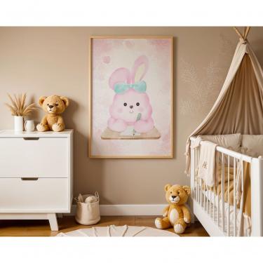 Imagem de Quadro Infantil Decorativo Laço Azul Retangular 20 X 30 em Vinil para Parede Branco