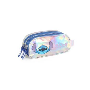 Imagem de Estojo Triplo Metalizado Stitch Holográfico Infantil Escolar - Luxcel,