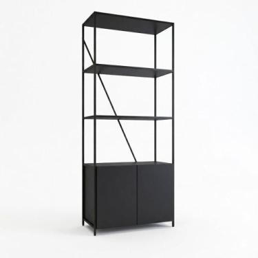 Imagem de Estante Industrial 2 Portas PlacaEPonto SW017 MDP Preto 180cm