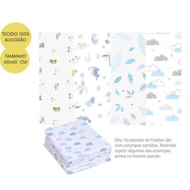 Imagem de Kit Fraldas de Pano Bebê Brancas e Estampadas - - PAPI