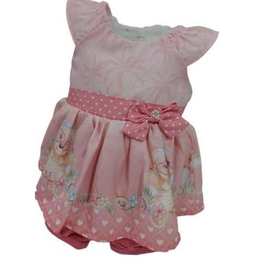 Imagem de Macacão Curto Luxo Bebê Menina Paraiso Banho de Sol Rf 13939, Rosa cor