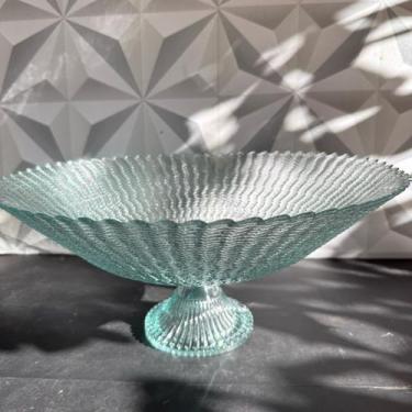 Imagem de Fruteira de vidro redonda com pé transparente ondas para cozinha centr
