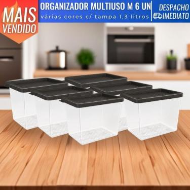 Imagem de Jogo De Potes 6 Peças 1,3 Litros Multiuso Com Tampa Plástico Cozinha P