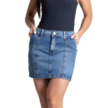 Imagem de Saia Jeans Sawary - 282701 - Azul médio 46, Azul, 46