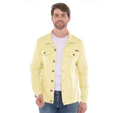 Imagem de Jaqueta Jeans Amarelo Casaco Masculina Slim Fit Rasgadinha - Austin cl
