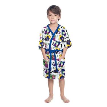 Imagem de Roupão Infantil Felpudo Quimono Estampado Batman P - Lepper