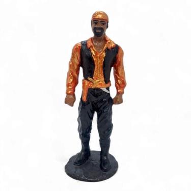 Imagem de Estátua Cigano Preto Vermelho Resina Umbanda Candomblé 14 cm - Neiloma