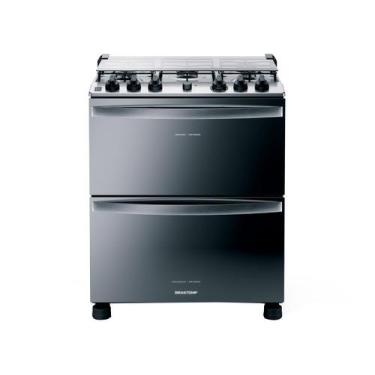 Imagem de Fogão Brastemp 5 Bocas Duplo Forno Cor Inox Com Botões Removíveis e Ex