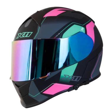 Imagem de Capacete Revo Pro Flagger 2 Viseira Cristal Extra - X11, Rosa/Acqua Fo