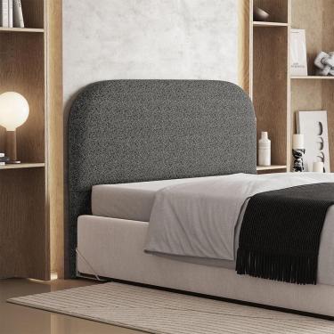 Imagem de Cabeceira Casal Lanna W01 140cm para Cama Box Madeira Maciça Linho Mescla Lyam Decor
