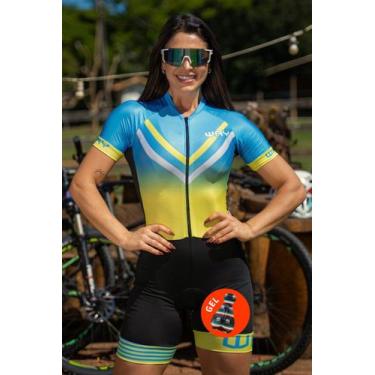 Imagem de Macaquinho de Ciclismo Feminino SKY com Forro em Gel e Manga Curta (Wa