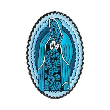 Imagem de Broche De Esmalte De Metal Com Esqueleto De Terror E Virgem Maria, Est