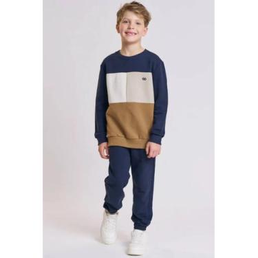 Imagem de Conjunto Moletom Menino Blusa e Calça Jogger Luc.Boo, Marinho, 10