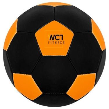 Imagem de Bola Futebol Preto Laranja Florescente Neon Esporte Treinamento Crianç