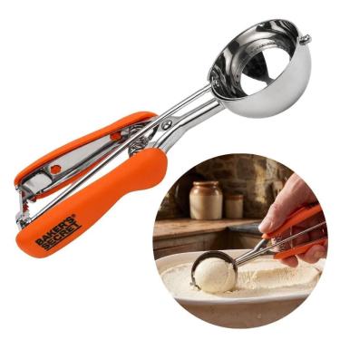 Imagem de Colher de Sorvete BS40539 com Ejetor em Aço Inoxidável e Silicone para Porções Uniformes Cozinha Laranja Baker 7CM
