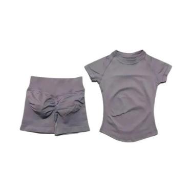 Imagem de Conjunto De Yoga Sem Costura Para Mulheres, Top De Manga Curta E Leggi
