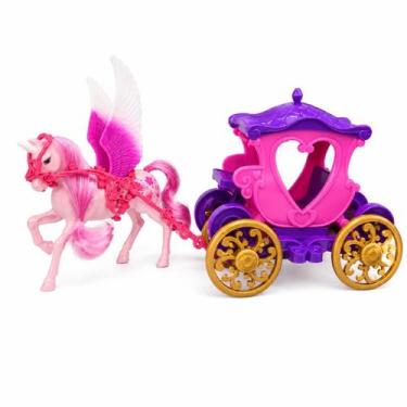 Imagem de Carruagem Princesa Infantil Rosa Roxa Com Rodas Douradas - BoYaLe