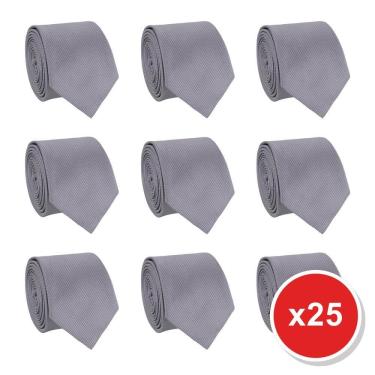 Imagem de Kit 25 Gravatas Masculina Social Slim Premium Tons de Cinza Lisa Elegante Padrinhos Formatura Trabalho