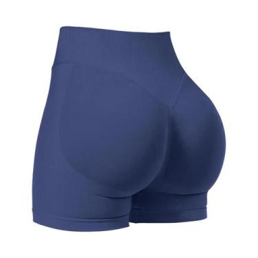 Imagem de Shorts Esportivos Femininos De Cintura Baixa Com Cós Canelado Sem Cost